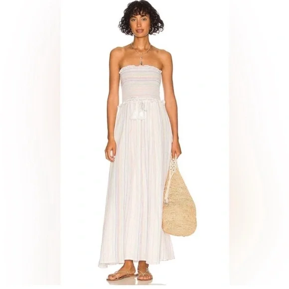 PQ Swim PilyQ Revolve Stephanie Maxi Dress Size XS/S Striped Smocked Tube Dress - Picture 13 of 13